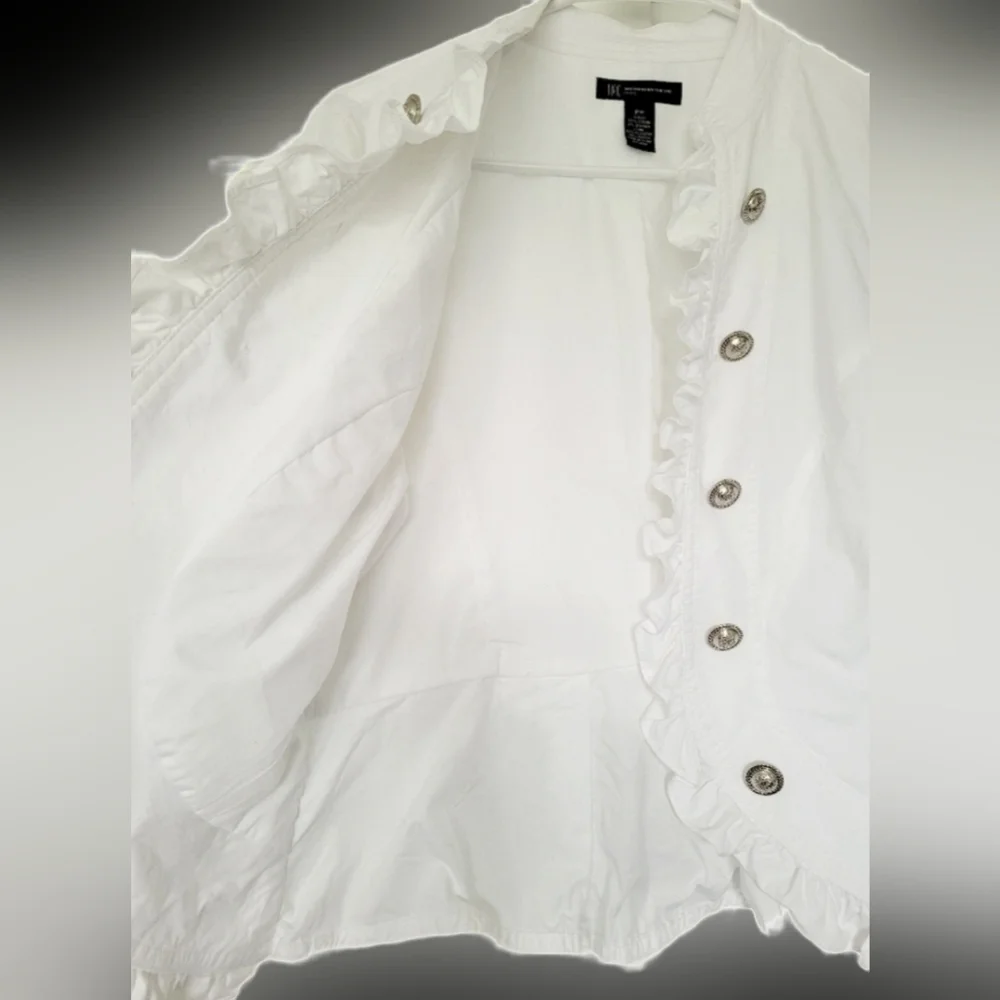 INC International Concepts Women Jacket Open Front Stretch Cotton White Medium P - Picture 6 of 16
